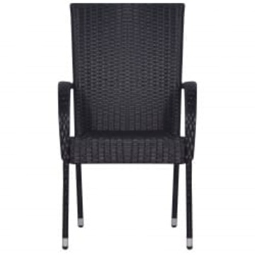 Set de mobilier de grădină, 3 piese, negru - Img 4