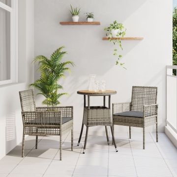 Set de mobilier dining Set de 3 Gri Ratan, Metal - Img 1