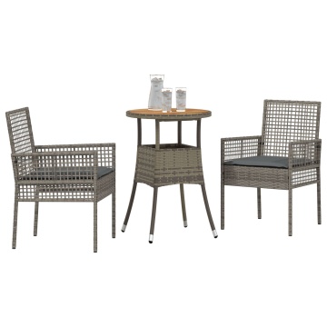 Set de mobilier dining Set de 3 Gri Ratan, Metal - Img 3