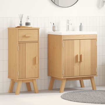 Set de Mobilier pentru Baie 2 Piese din Lemn Masiv de Pin - Img 1
