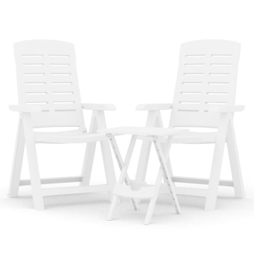 Set de mobilier pentru grădină, 3 piese, alb, polipropilenă - Img 2