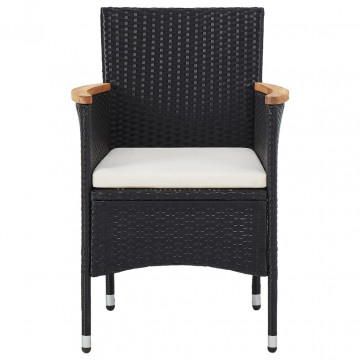 Set de mobilier pentru grădină, 3 piese, negru, poliratan - Img 4