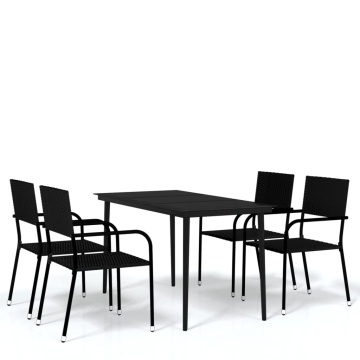 Set de mobilier pentru grădină, 5 piese, negru - Img 2