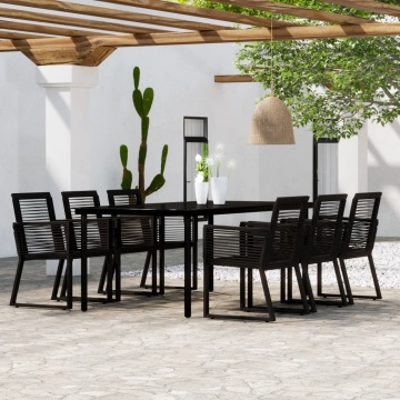 Set de mobilier pentru grădină, 7 piese, negru - Img 1