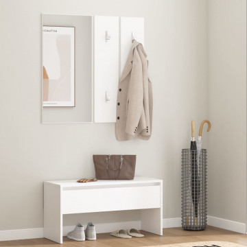 Set de mobilier pentru hol, alb, lemn prelucrat - Img 1