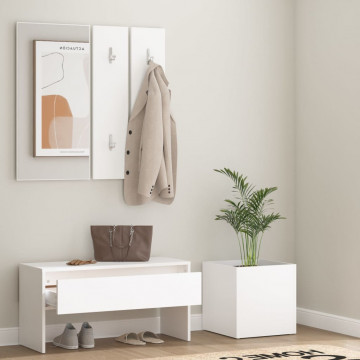 Set de mobilier pentru hol, alb, lemn prelucrat - Img 3