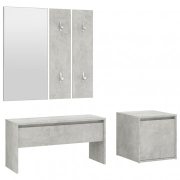 Set de mobilier pentru hol, gri beton, lemn prelucrat - Img 2
