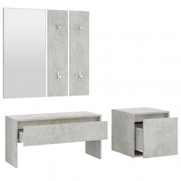 Set de mobilier pentru hol, gri beton, lemn prelucrat - Img 8