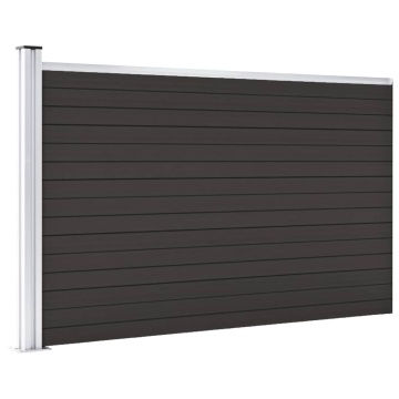 Set de panouri de gard, negru, 175x105 cm, WPC - Img 3