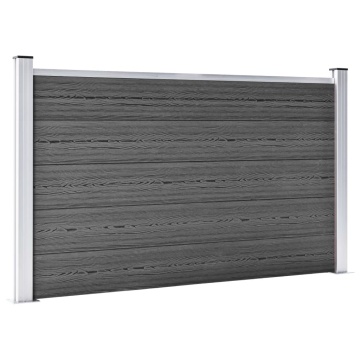 Set de panouri de gard, negru, 699 x 105 cm, WPC - Img 3