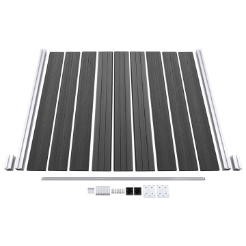 Set de panouri de gard, negru, 965x(105-186) cm, WPC - Img 5