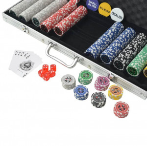 Set de poker cu 500 de jetoane cu laser din aluminiu - Img 3