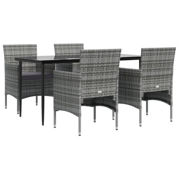 Set de servit masa pentru grădină, 5 piese, gri și negru - Img 3