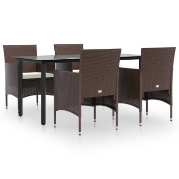 Set de servit masa pentru grădină, 5 piese, maro și negru - Img 2