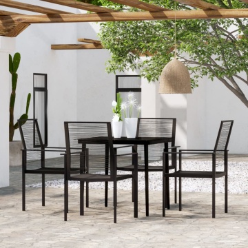 Set de servit masa pentru grădină, 5 piese, negru - Img 1