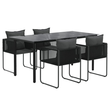 Set de servit masa pentru grădină, 5 piese, negru - Img 3