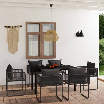 Set de servit masa pentru grădină, 7 piese, negru - Img 1