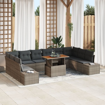 Set de sofa pentru grădină Set de 11 Gri, Gri închis - Img 1