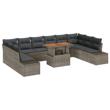 Set de sofa pentru grădină Set de 11 Gri, Gri închis - Img 2
