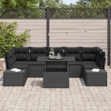 Set de Sofa pentru Grădină Set de 8 Gri Închis Poli Ratan - Img 3