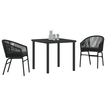 Set de sufragerie de grădină 3 piese Ratan PE Negru - Img 3