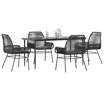 Set de sufragerie de grădină 5 piese neagră Sticlă Poly Rattan - Img 1