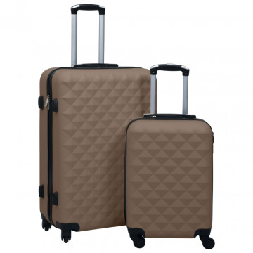 Set de valize cu carcasă rigidă, 2 piese, maro, ABS - Img 1