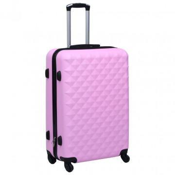 Set de valize cu carcasă rigidă, 3 piese, roz, ABS - Img 1