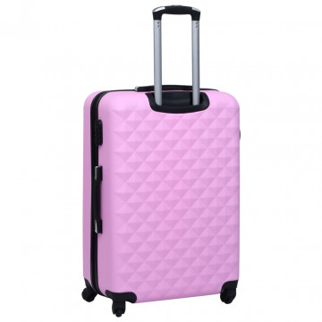 Set de valize cu carcasă rigidă, 3 piese, roz, ABS - Img 3