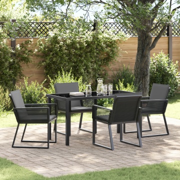 Set Dining Grădină 5 Piese cu Perne Negru Poliratan - Img 1