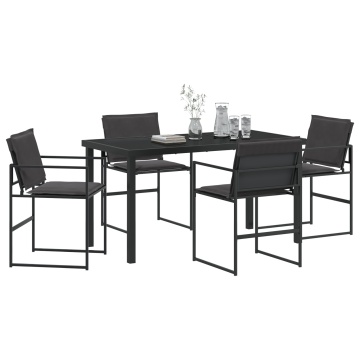 Set dining grădină 5 piese cu perne Negru Textilene și Oțel - Img 3