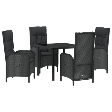 Set Dining Grădină 5 Piese Negru Rattan Polimeric - Img 2