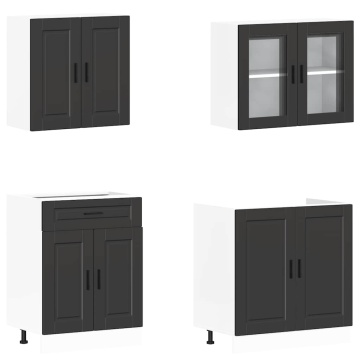 Set dulap de bucătărie 4 piese „Kalmar” lemn negru prelucrat - Img 4