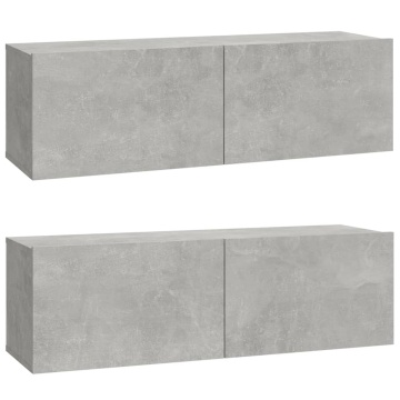 Set dulap TV, 4 piese, gri beton, lemn prelucrat - Img 4