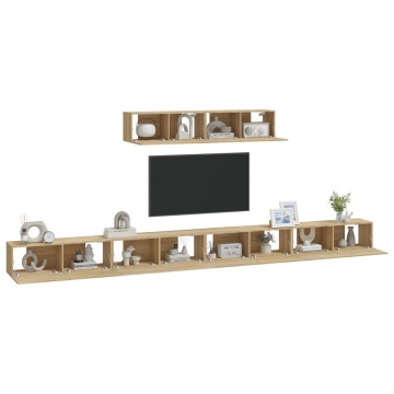 Set dulap TV, 6 piese, stejar sonoma, lemn prelucrat - Img 6