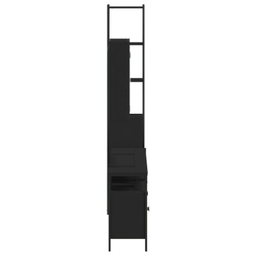 Set dulapuri de baie, 4 piese, negru, lemn prelucrat - Img 6