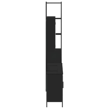 Set dulapuri de baie, 4 piese, negru, lemn prelucrat - Img 6