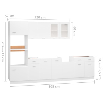 Set dulapuri de bucătărie, 7 piese, alb, lemn prelucrat - Img 7