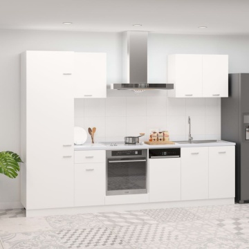 Set dulapuri de bucătărie, 7 piese, alb, lemn prelucrat - Img 1