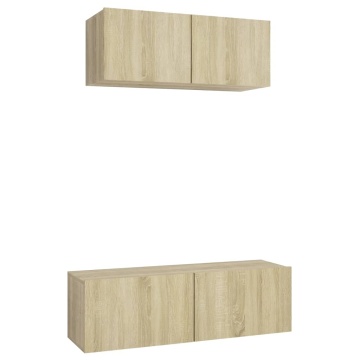 Set dulapuri TV, 2 piese, stejar sonoma, lemn prelucrat - Img 2