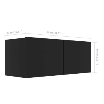 Set dulapuri TV, 3 piese, negru, lemn prelucrat - Img 5