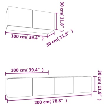 Set dulapuri TV, 3 piese, negru, lemn prelucrat - Img 6