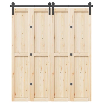 Set feronerie pentru ușă glisantă, negru, 183 cm, oțel - Img 1