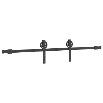 Set feronerie pentru ușă glisantă, negru, 183 cm, oțel - Img 4