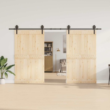 Set feronerie pentru ușă glisantă, negru, 183 cm, oțel - Img 3