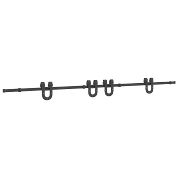 Set feronerie pentru ușă glisantă, negru, 183 cm, oțel - Img 2