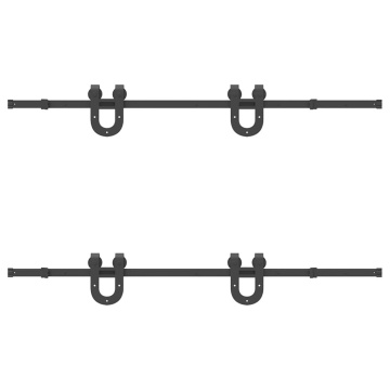 Set feronerie pentru ușă glisantă, negru, 183 cm, oțel - Img 5