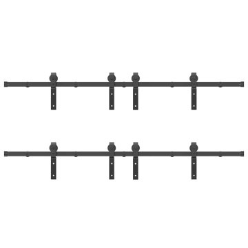 Set feronerie pentru ușă glisantă, negru, 183 cm, oțel - Img 8