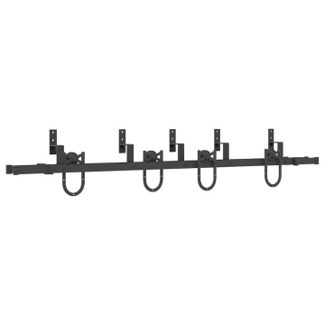 Set feronerie pentru uși glisante, negru, 200 cm, oțel - Img 2