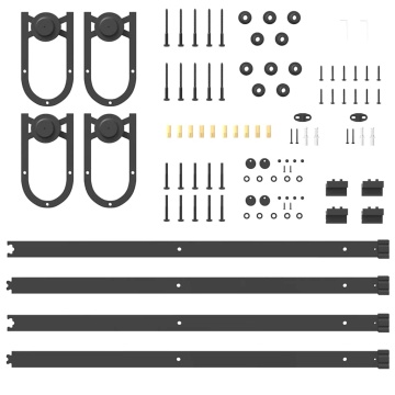 Set feronerie pentru uși glisante, negru, 200 cm, oțel - Img 6